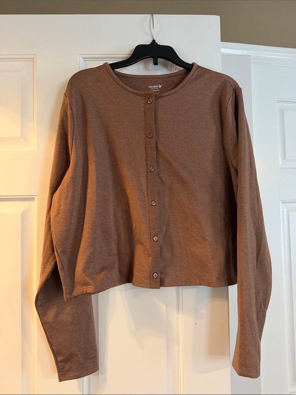 Old Navy Brown Button-Front Long Sleeve Knit Top